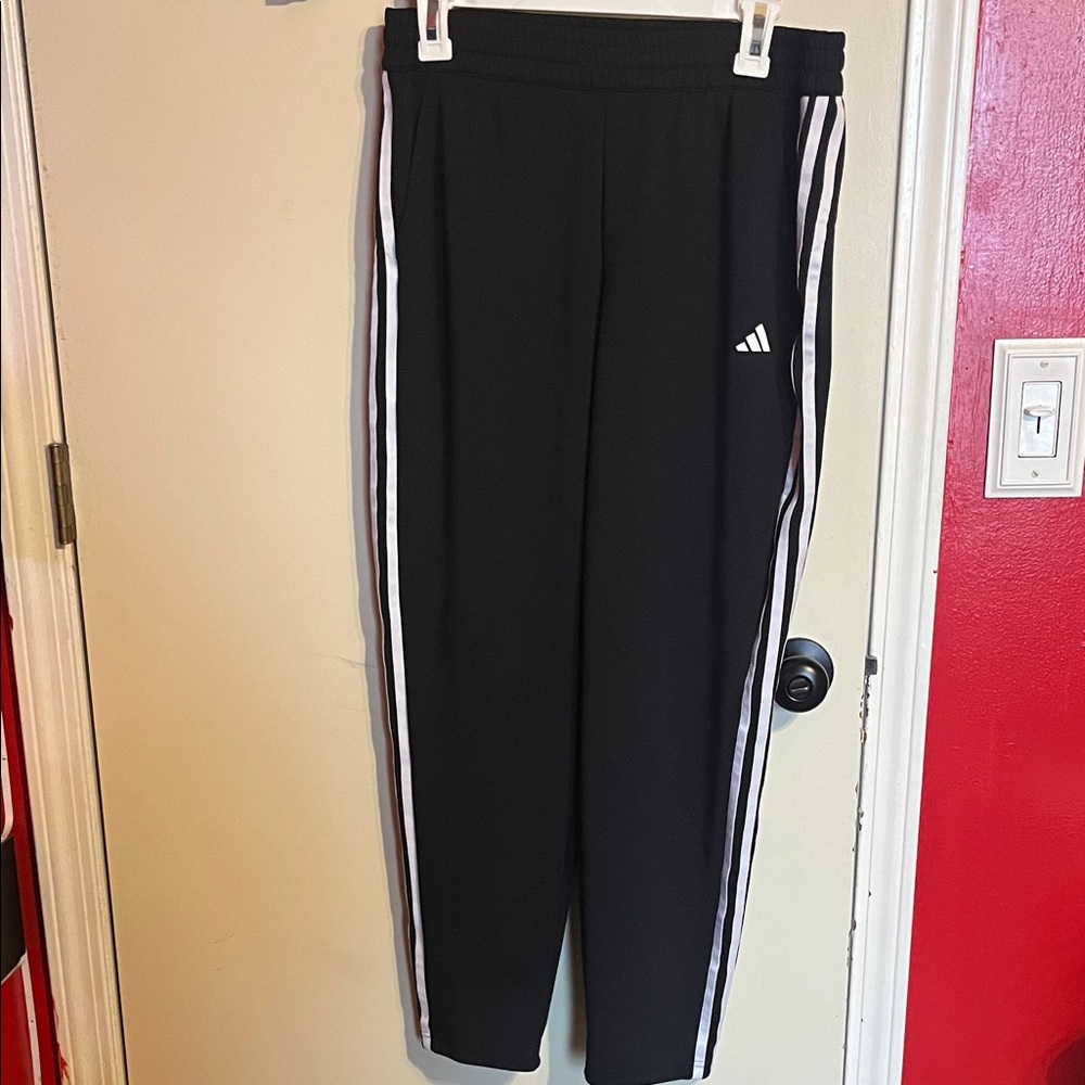 Adidas Kids Black Joggers with White Stripes
